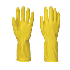 Latex Gloves (kitchen Gloves),Flock Lined, Size 9 (Large), Yellow - 12 Pairs /Bag