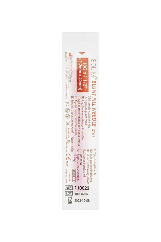 Sol-M Blunt Fill Needle, 18g x 1.5", #110022 - 100/Box
