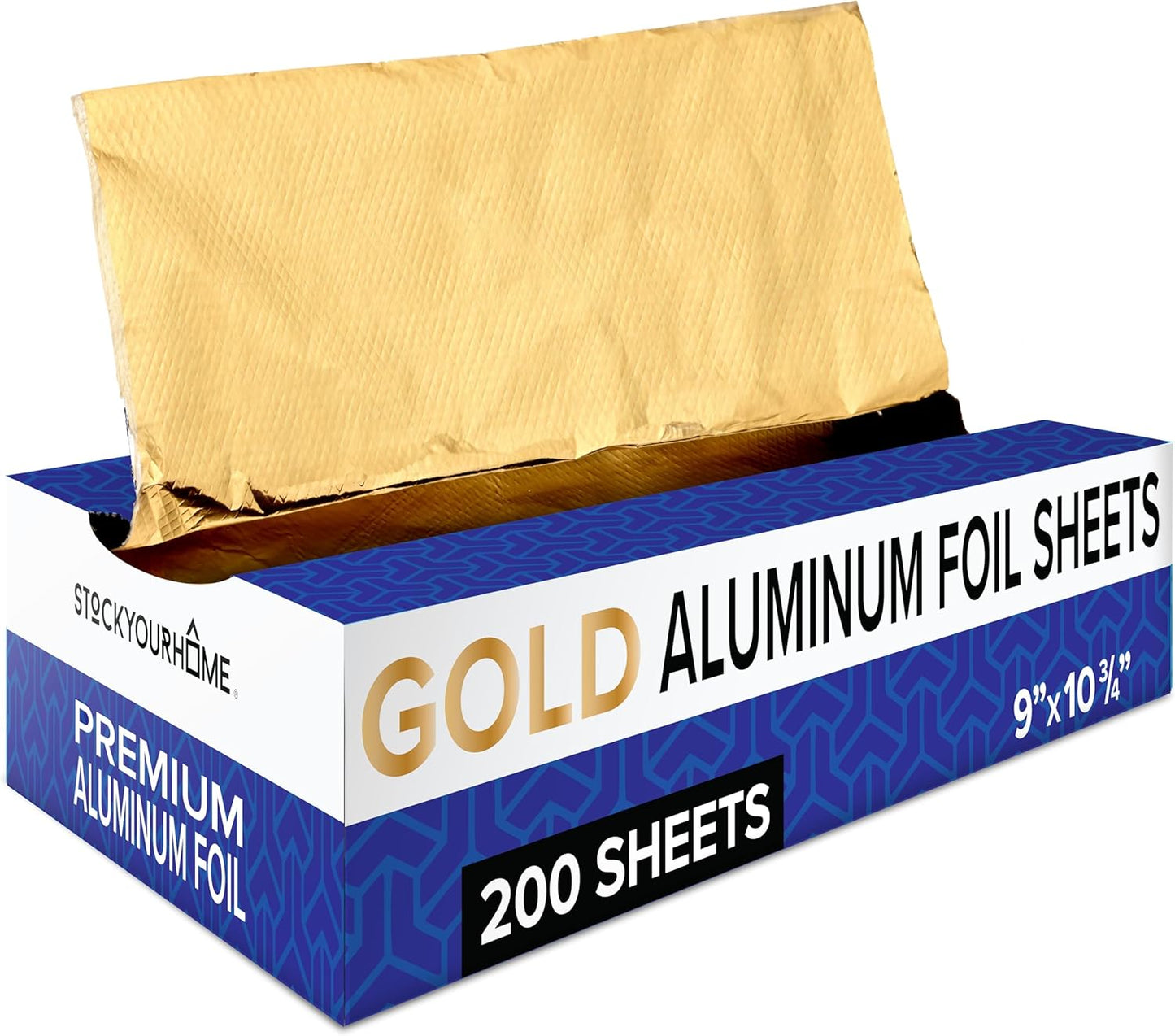 Gold Aluminum Foil Pop Up Sheets, 9 x 10.75 inch, 200 Sheets/Box