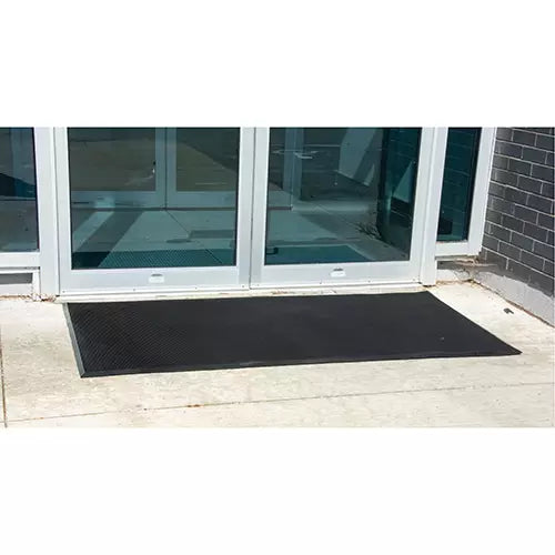 Outdoor Entrance Rubber Mat for Building/Office, Rubber, Scraper Type, Textured Pattern, Black 3' x 6' - 1 Each