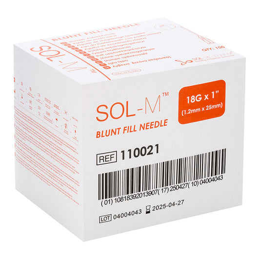 Sol-M Blunt Fill Needle, 18g x 1", #110021 - 100/Box