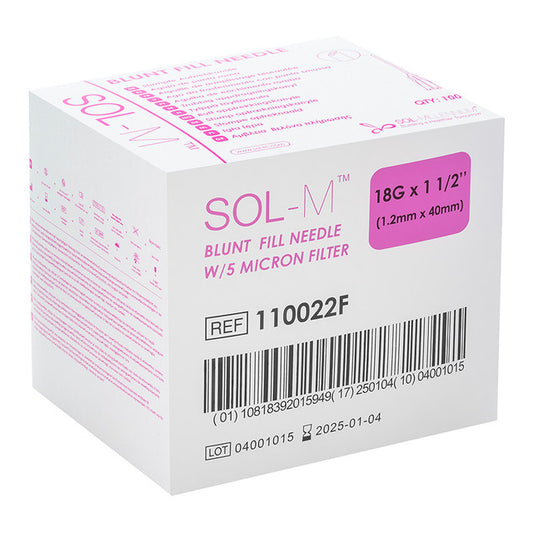 Sol-M Blunt Fill Needle with Filter, 18G x 1.5", #110022F - 100/Box