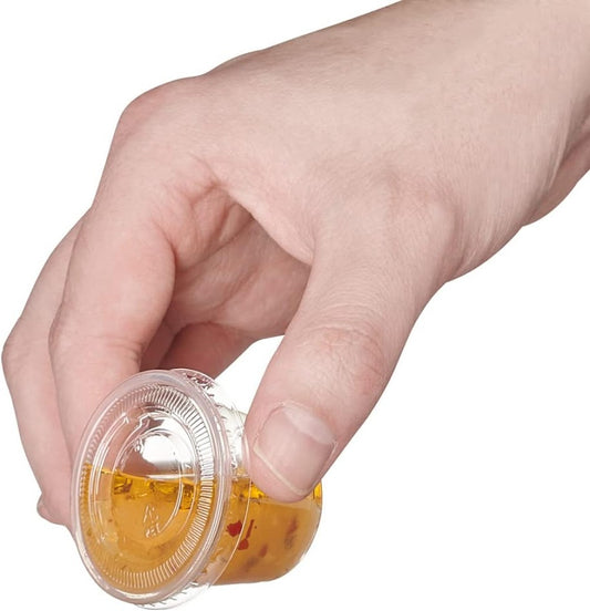 Portion Cup 1 oz, Clear, with Lid - 2,500 Sets / Case