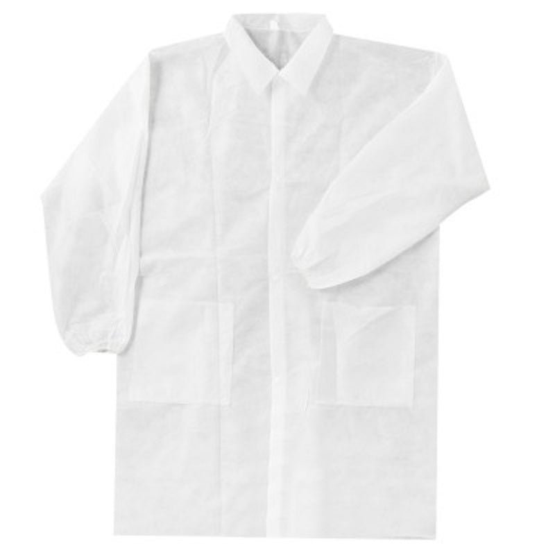 SMS Labcoat Polypropylene, White, Disposable - 25 / Box