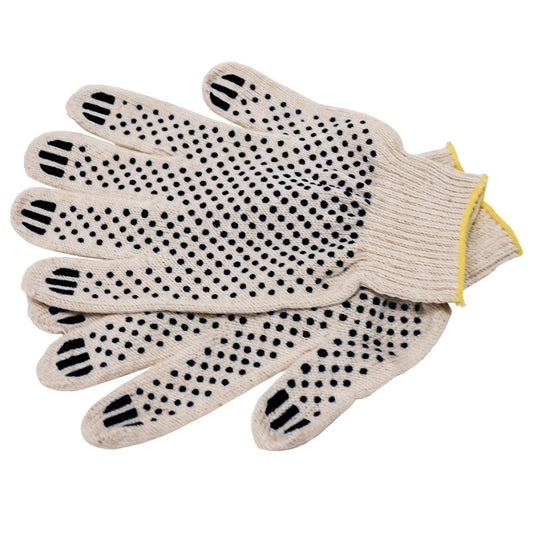 String Knit Cotton Gloves with Dots - 12 Pairs / Bag